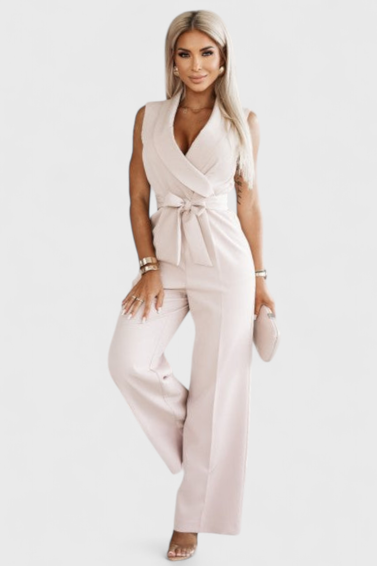 Montserrat | Mono Elegante sin Mangas con Lazo y Caída Fluida