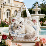 Gatita Jardín de Rosas | Bolso acolchado artesanal