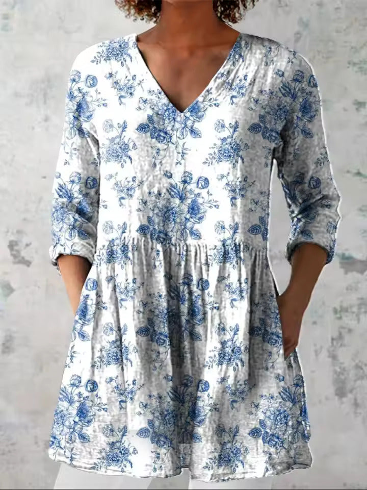 Kara | Camisa Larga de Cuello en V