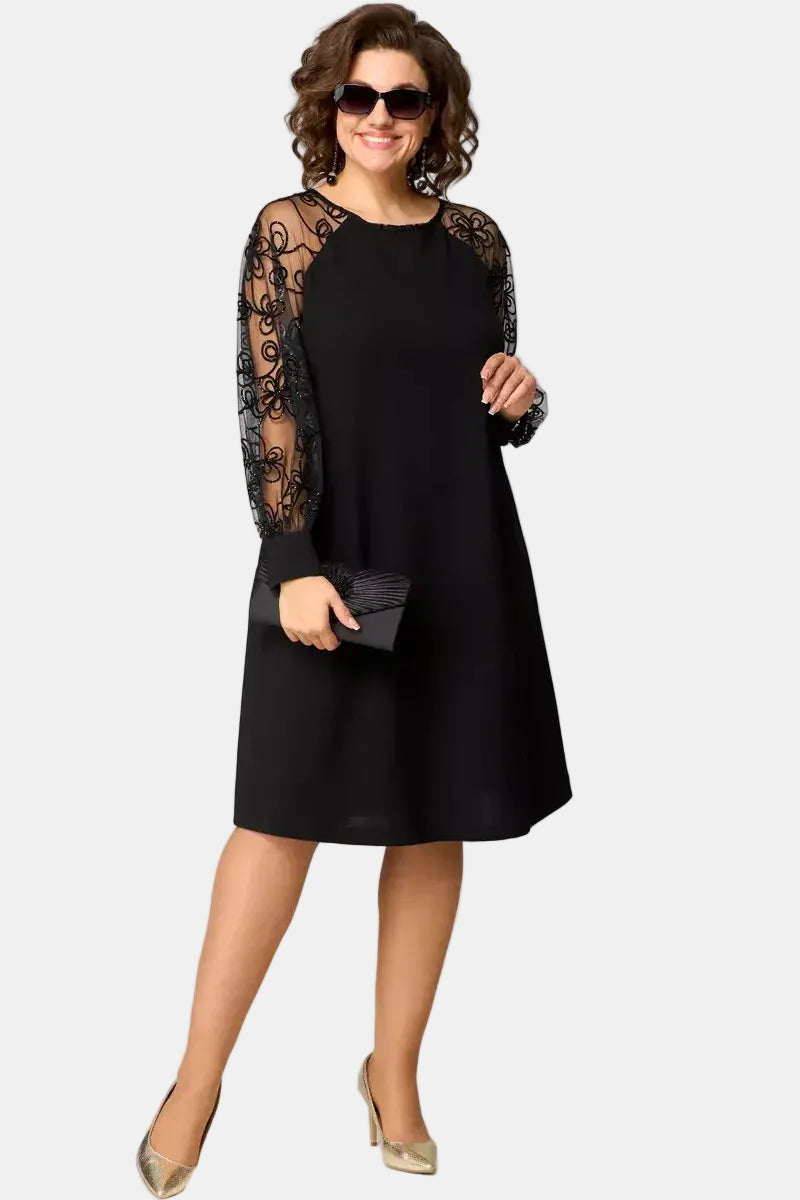 Carmen | Vestido Negro con Mangas de Encaje