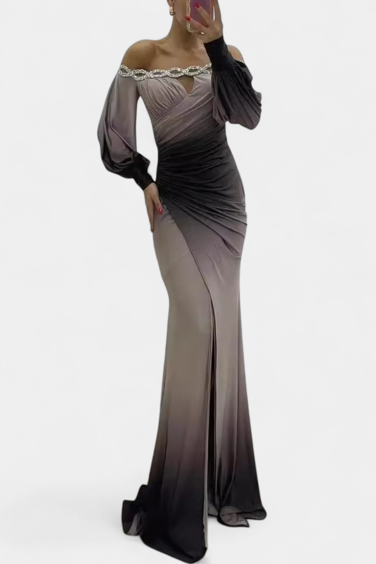 Julitta | Vestido Maxi Ombre con Hombros Descubiertos