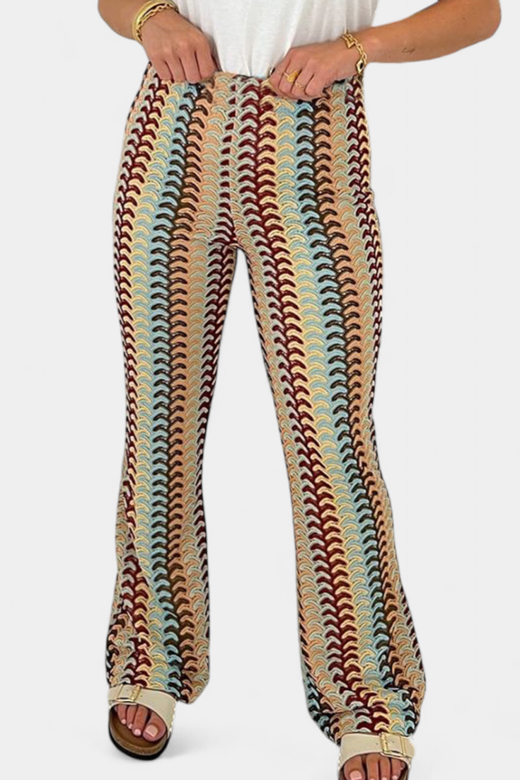 Carlie | Pantalón Acampanado Estampado Retro