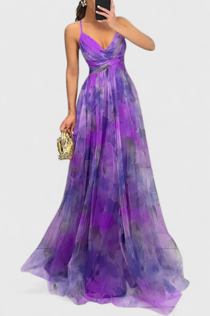 Ingrid | Vestido Maxi Floral con Escote en V