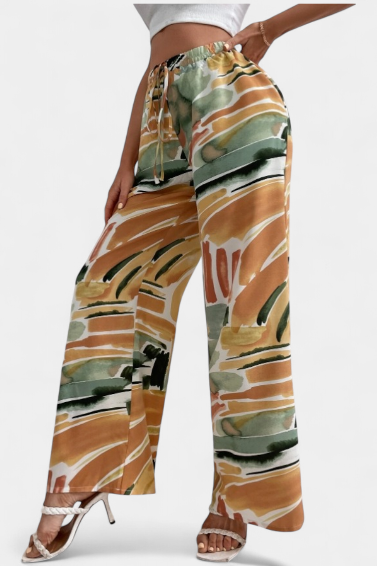 Senda | Pantalones de Pierna Ancha con Estampado Abstracto